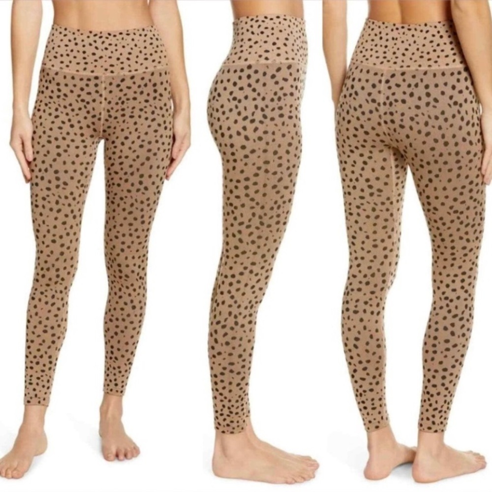 NWT ZELLA Leggings Leopard  Print High Waisted Seamless, tan and black